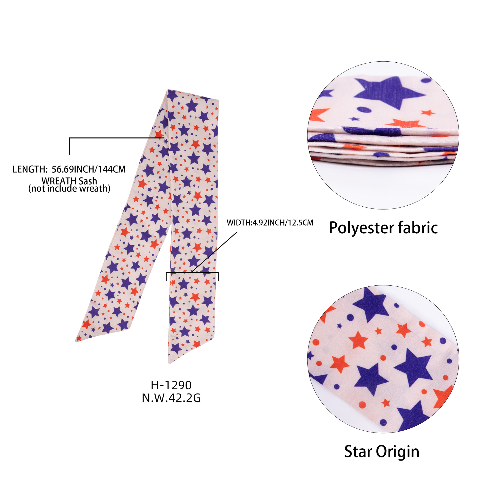 American Patriotic Ribbon Garland Rattan Wreath Door Window Decor