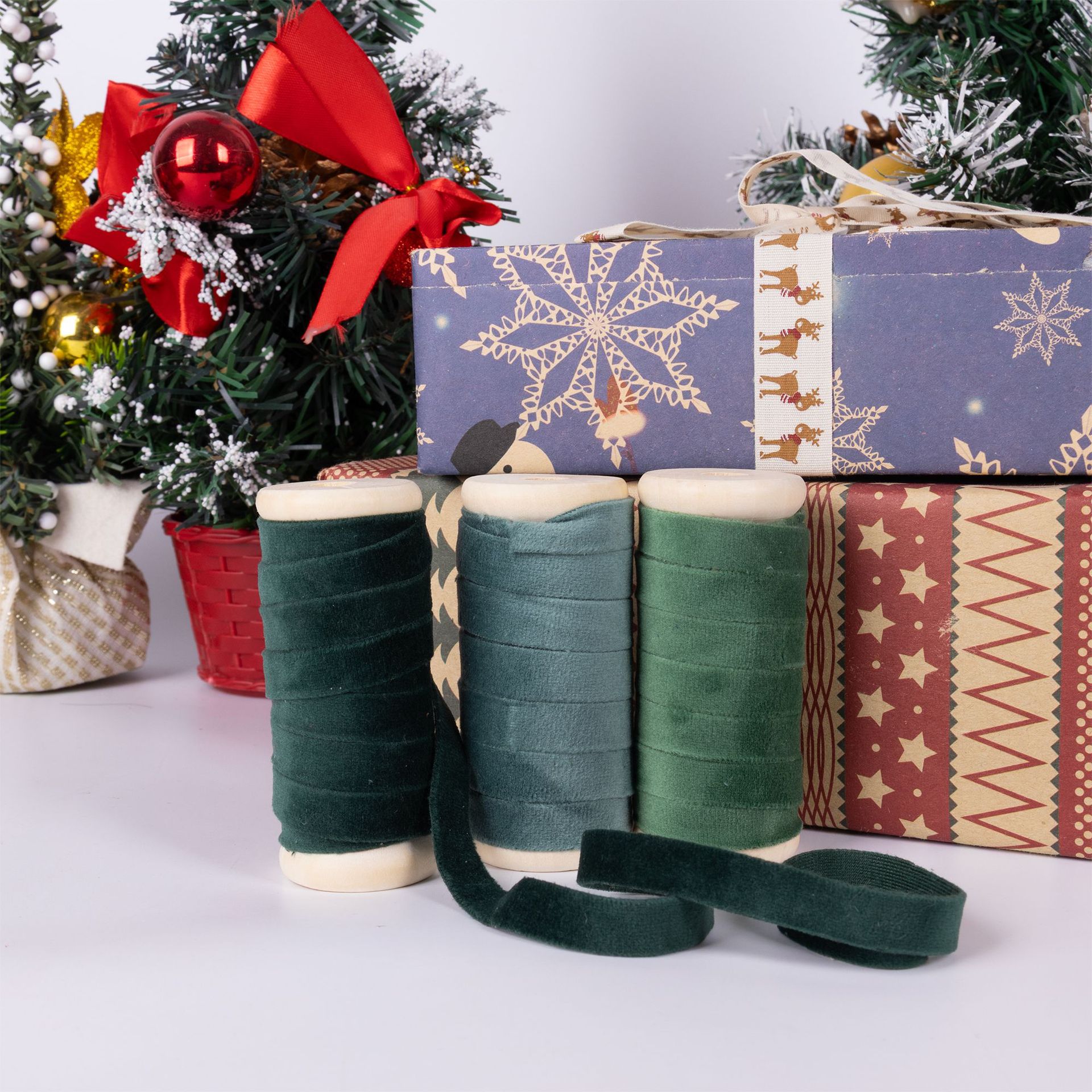 1cm Thin Velvet Ribbon Single Side Flocked for Gift Wrapping