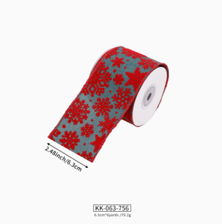 Gold Stamped Wired Ribbon Burlap Velvet Edge Christmas Custom