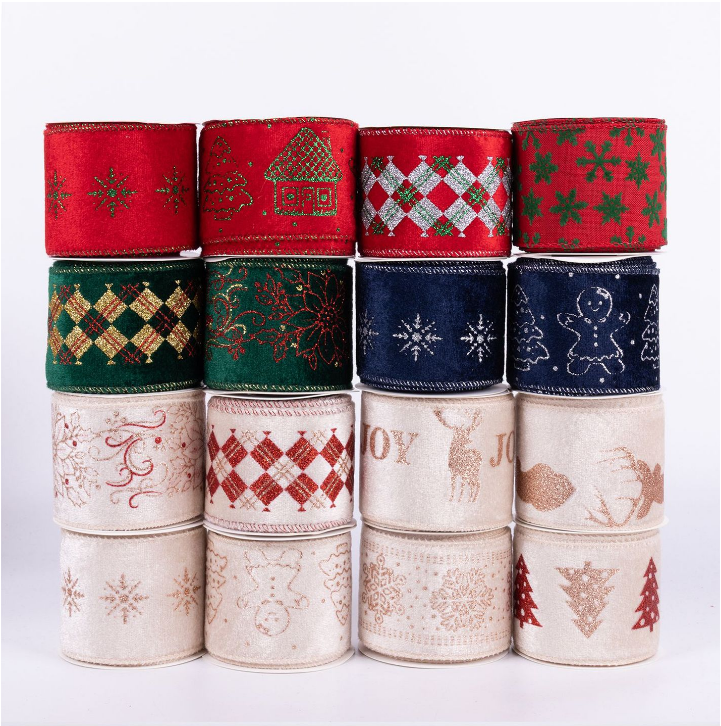 Wired burlap velvet ribbon