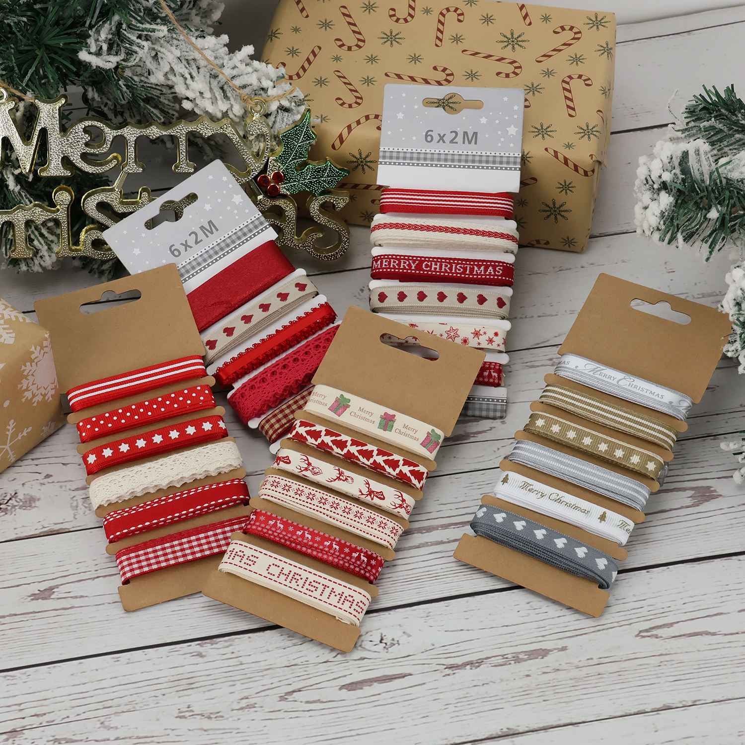 100% Polyester Multi-Color Combination Ribbon for Card Wrapping