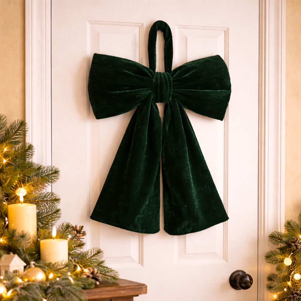 Christmas Velvet Decorative Ribbon Bow Tree Ornament