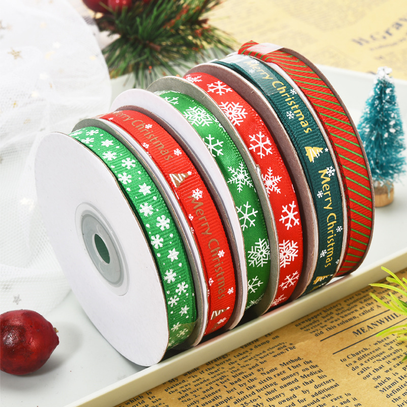 Festive Christmas Grosgrain Tape Set Custom Logo Printed Ribbons