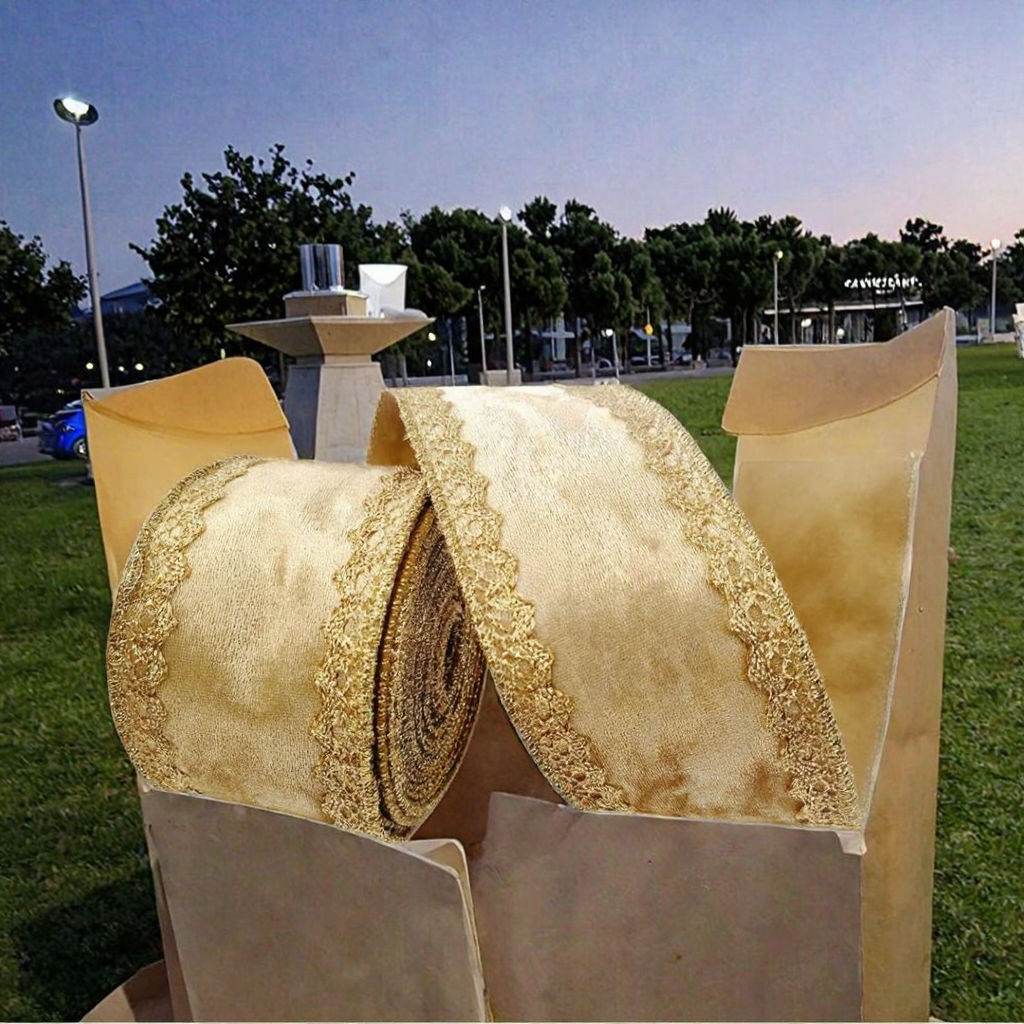 Luxury Gold Grosgrain Ribbon Velvet for Christmas Tree DIY Bows