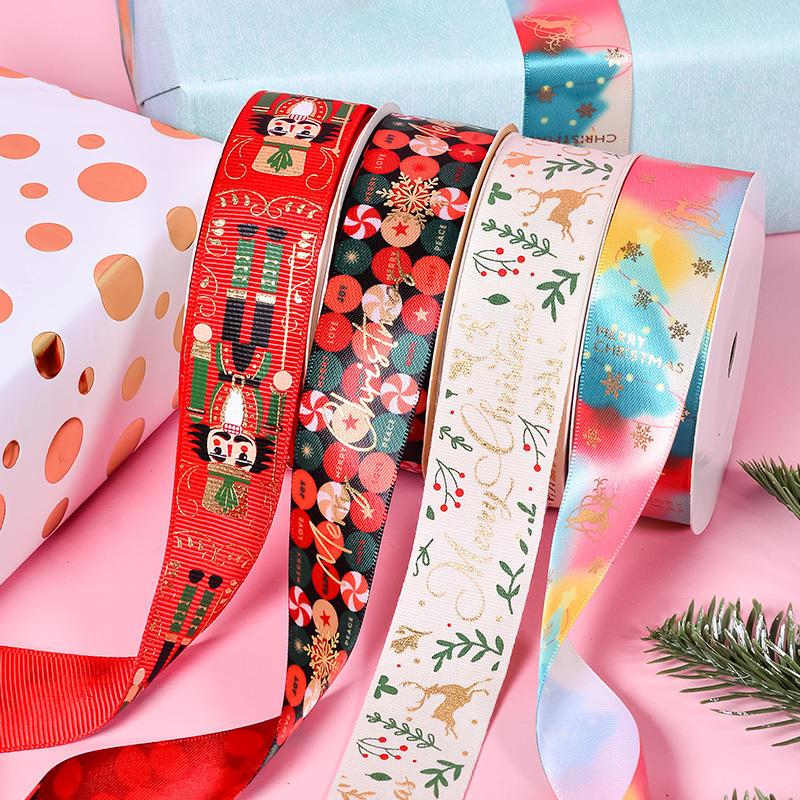 Holiday Custom Printed Grosgrain Ribbon with Logo for Tree Decor