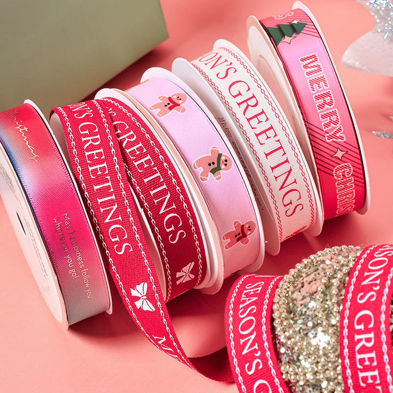 Holiday Custom Printed Grosgrain Ribbon with Logo for Tree Decor