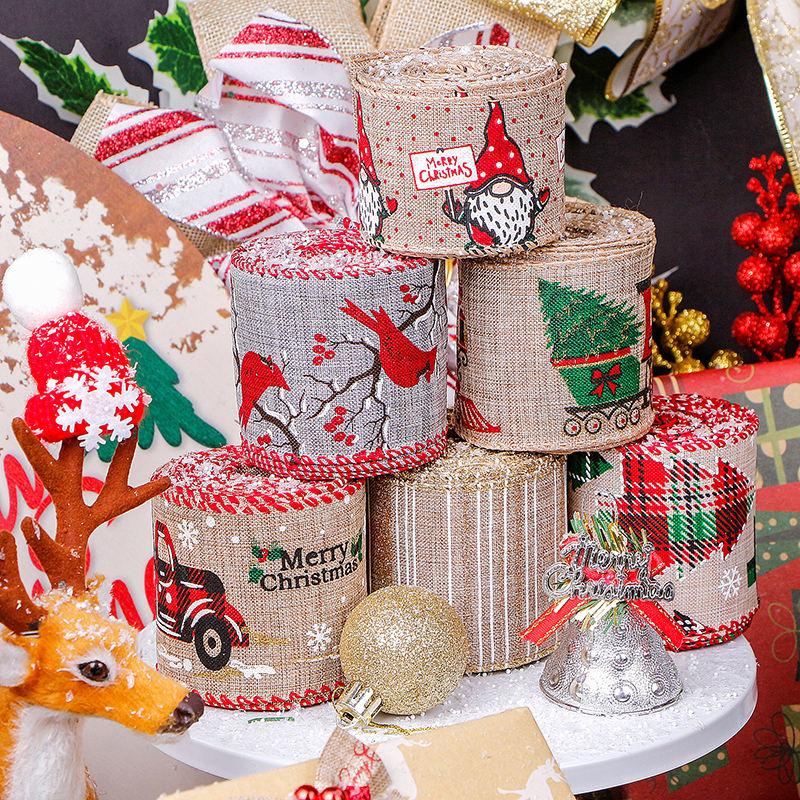 Luxury Wired Hessian Ribbon for Christmas Tree Custom Decor