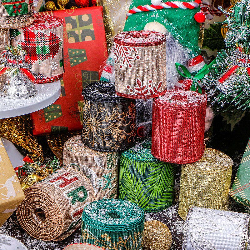 Luxury Wired Hessian Ribbon for Christmas Tree Custom Decor