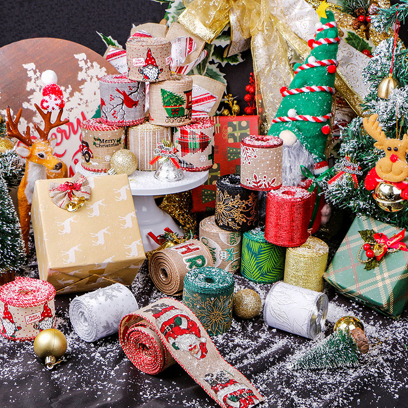 Luxury Wired Hessian Ribbon for Christmas Tree Custom Decor