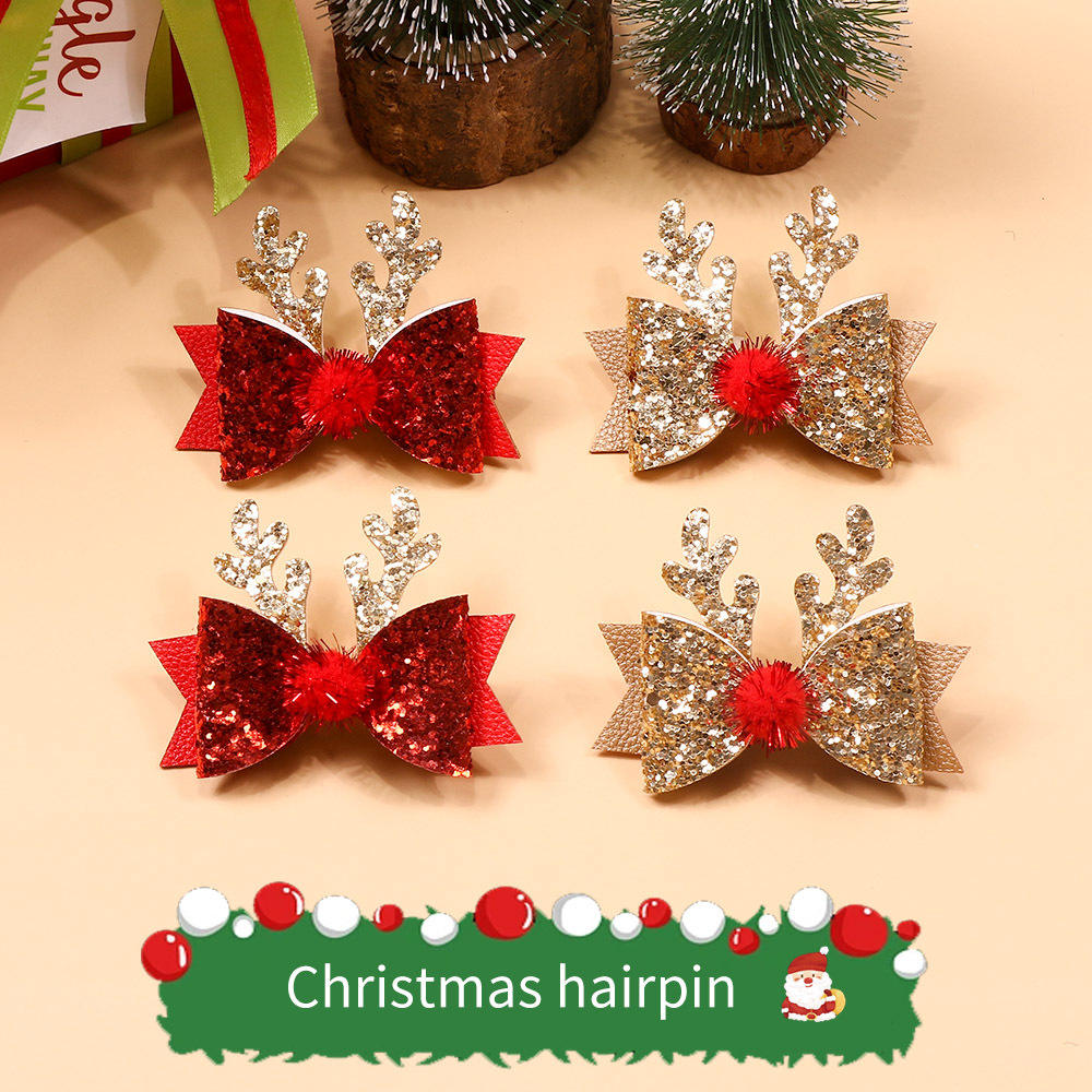 Christmas Glitter Bow Hairpin