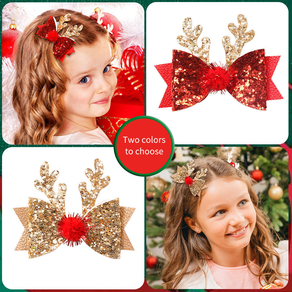Reindeer antler Glitter Bow Hairpin