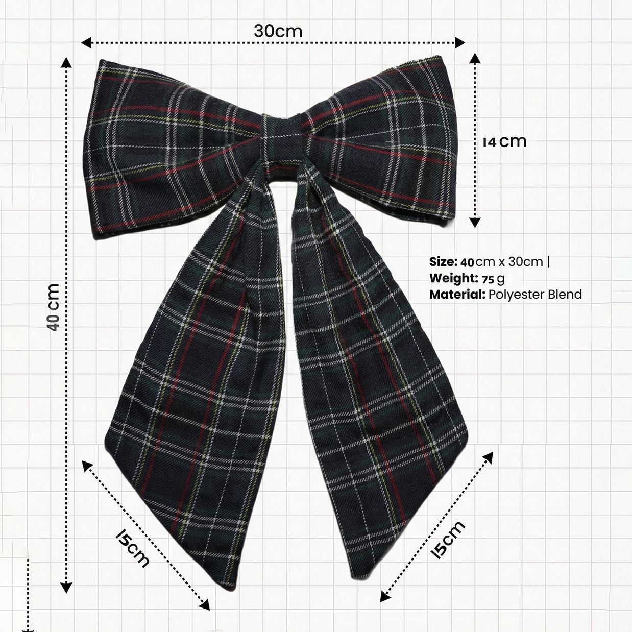 Gingham Basket Bow Plaid Christmas Ornament