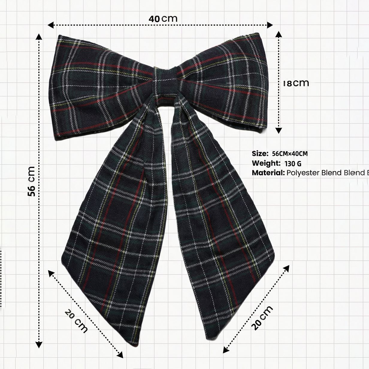 Gingham Basket Bow Plaid Christmas Ornament