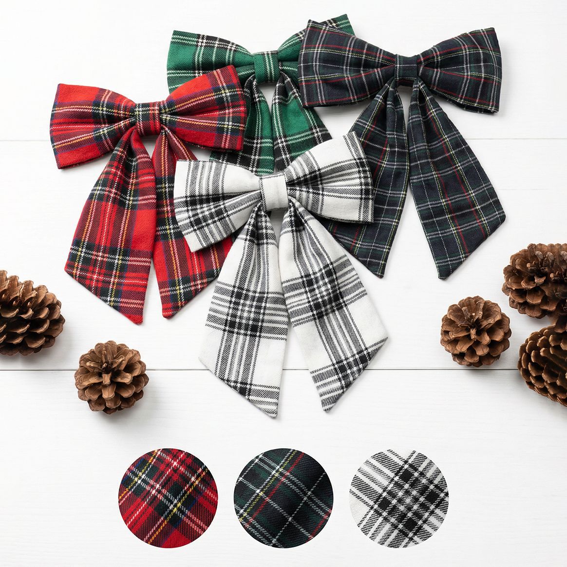 Gingham Basket Bow Plaid Christmas Ornament