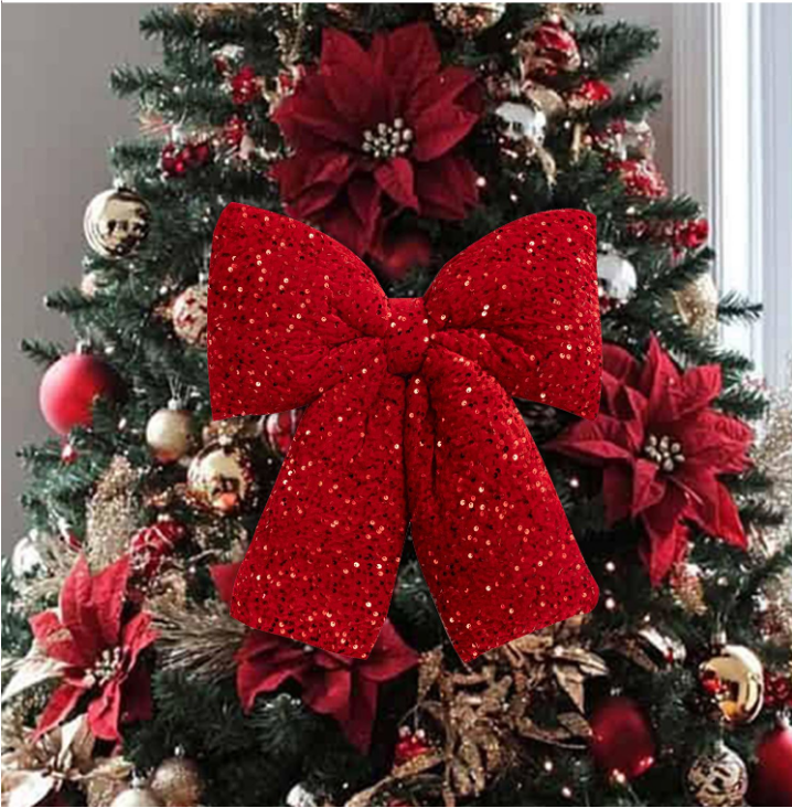 Custom velvet Christmas tree bow