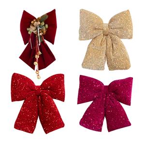 Sequin Velvet Christmas Tree Bow Wreath Decor