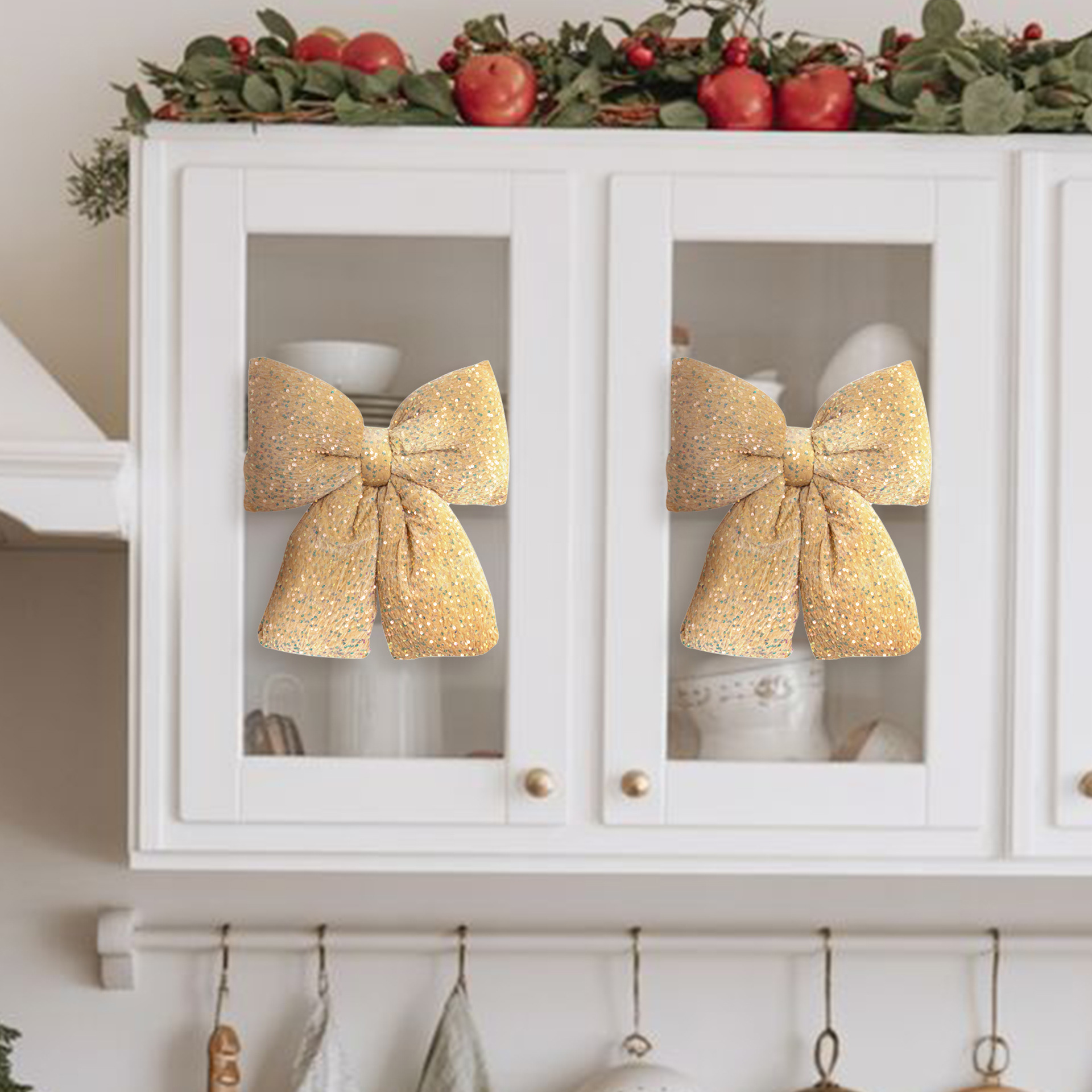 Sequin Velvet Christmas Tree Bow Wreath Decor