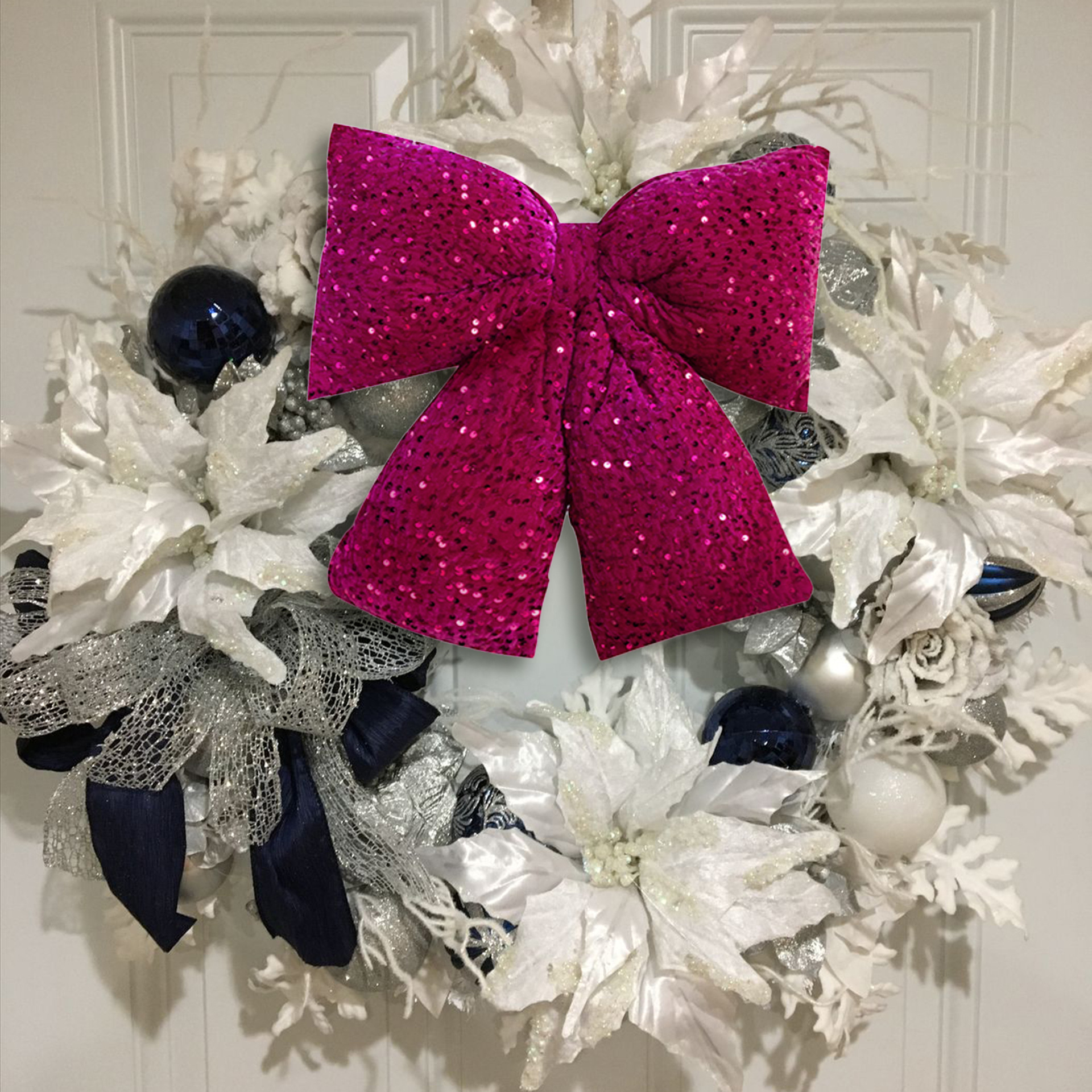 Sequin Velvet Christmas Tree Bow Wreath Decor
