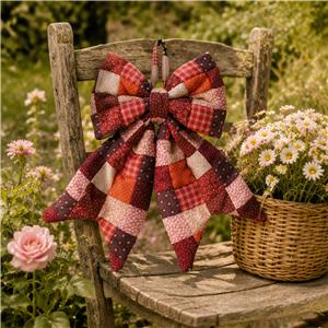 2026 Patchwork Satin Holiday Bow Decorations