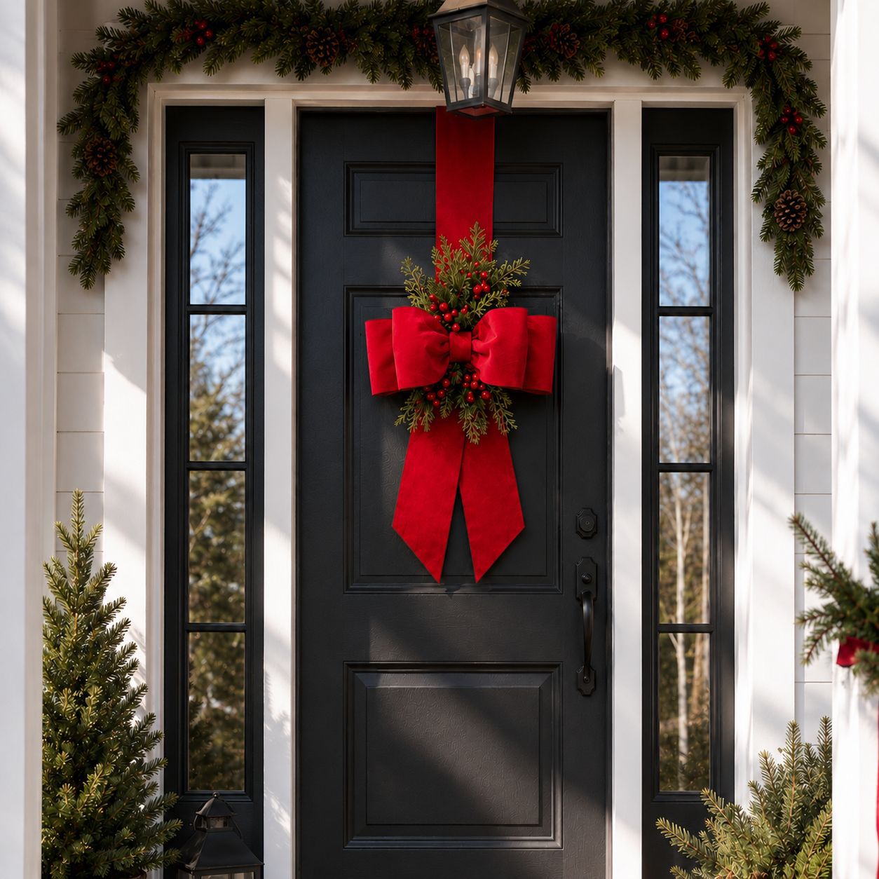 Large Satin Christmas Bow Front Door Decor Custom