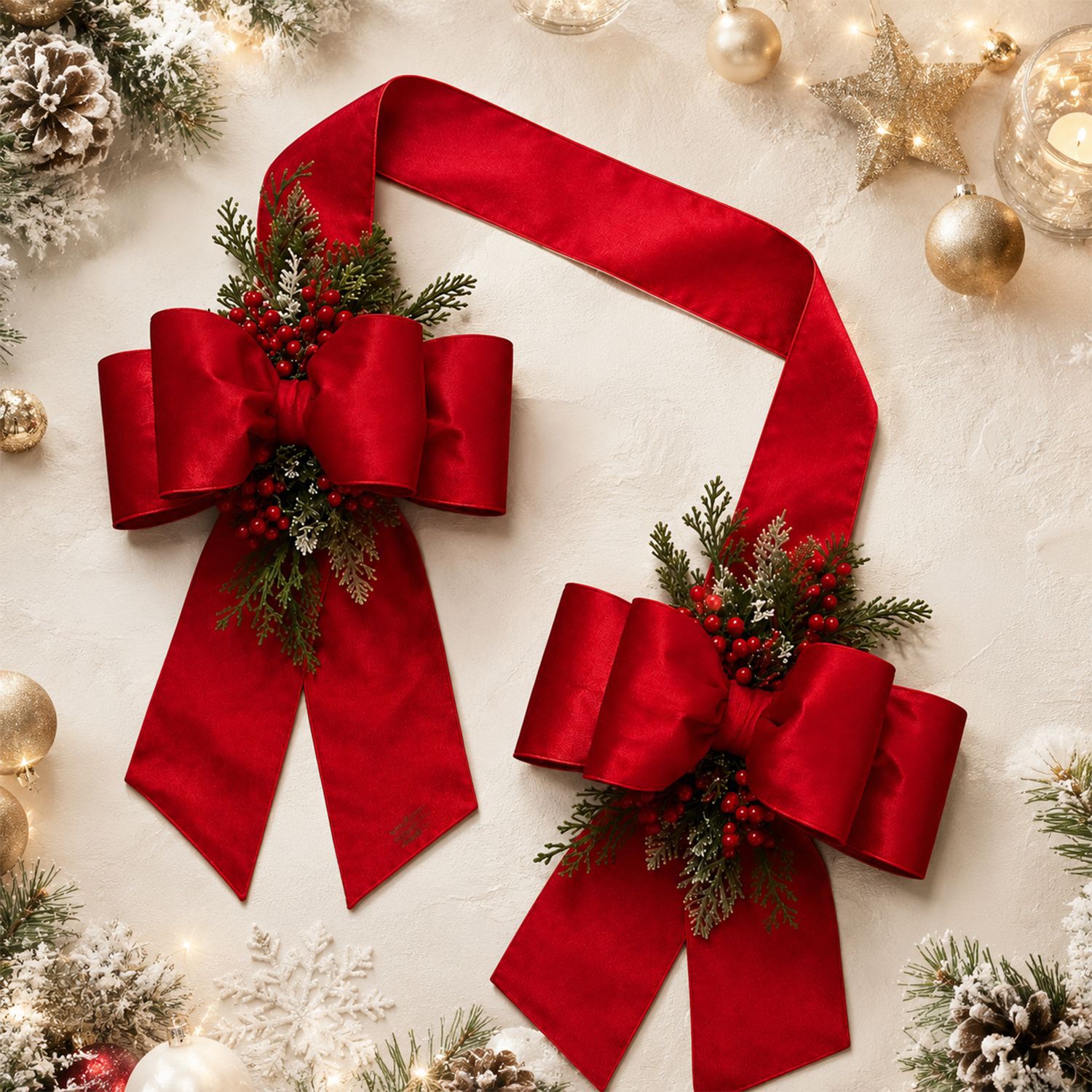 Large Satin Christmas Bow Front Door Decor Custom