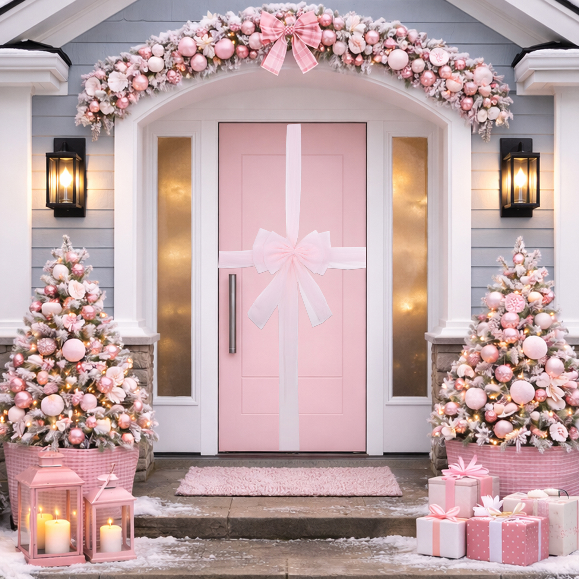 Large Satin Christmas Bow Front Door Decor Custom