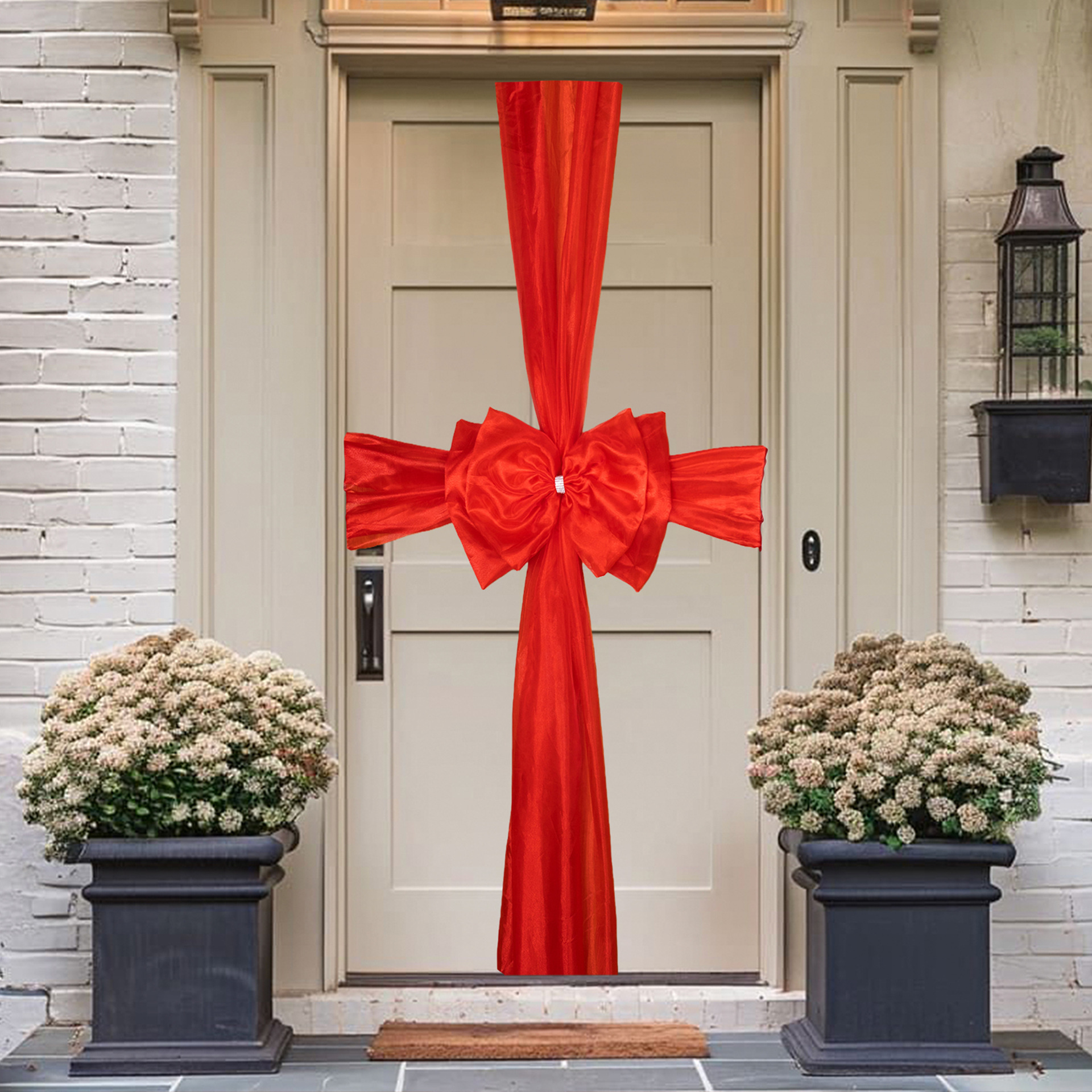 Large Satin Christmas Bow Front Door Decor Custom