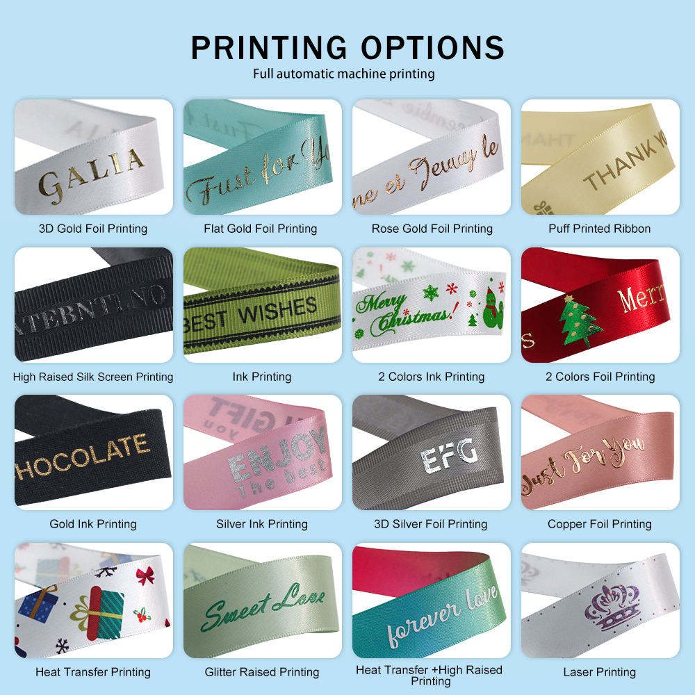 Gold Foil Printed Satin Ribbon