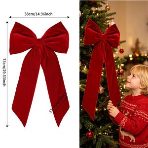 Giant Red Velvet Xmas Wreath Bow for Tree