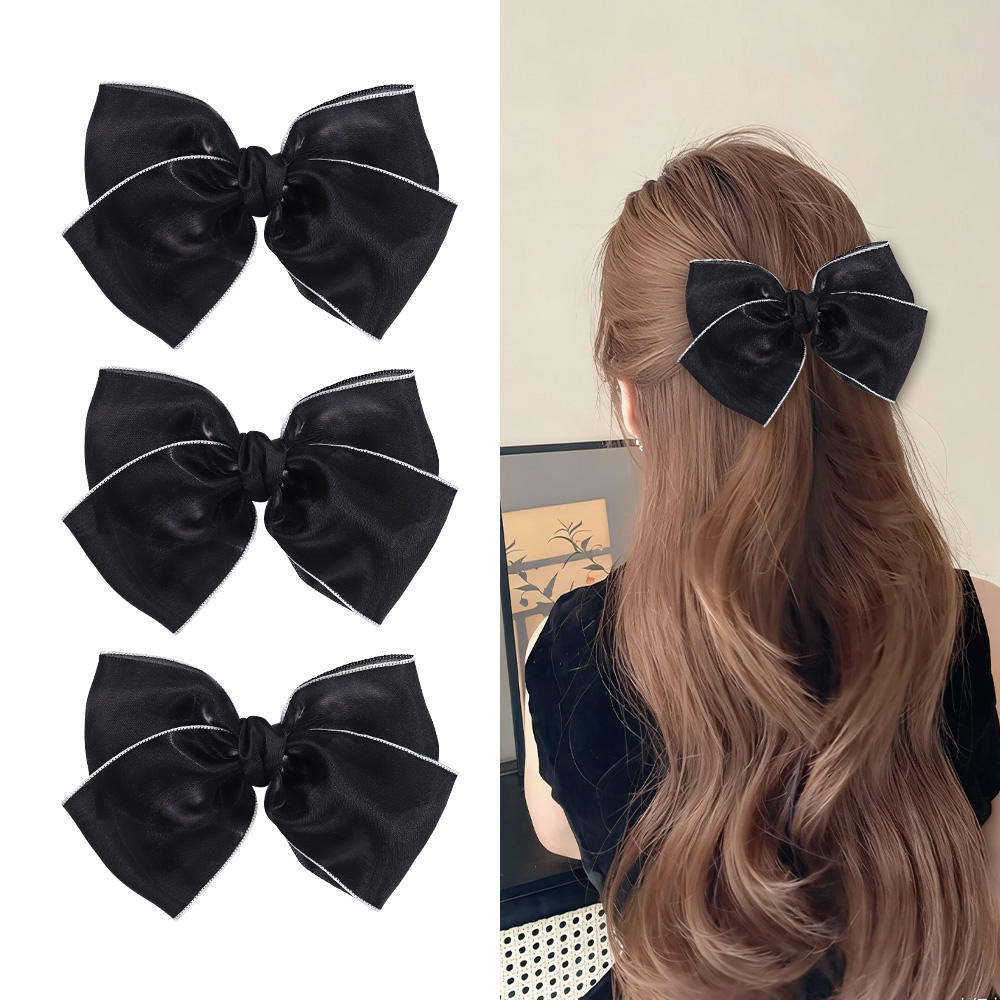 Elegant Large Satin Bow Hair Clip for Long Hair