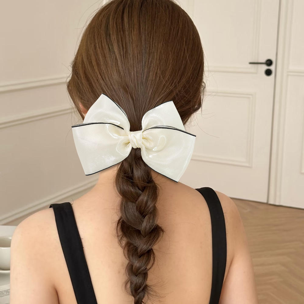 Elegant Large Satin Bow Hair Clip for Long Hair