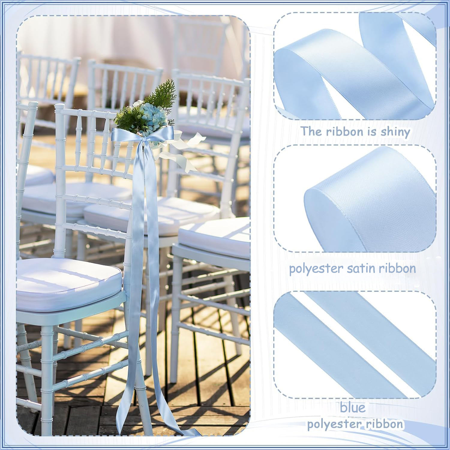 Wholesale 10ft High-Gloss Polyester Chair Ribbon Roll