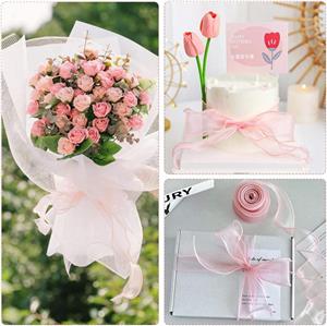 Pink Korean Mesh Organza Ribbon for DIY Hair Bows, Gift Wrapping & Wedding Decor