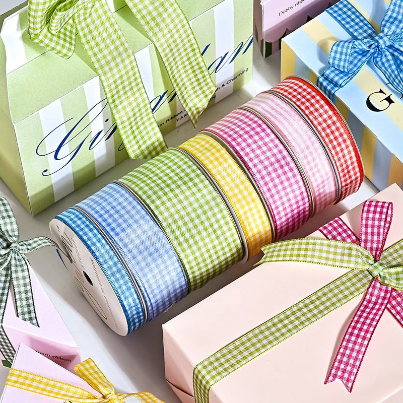 Classic 56 Color Plaid Polyester Ribbon 100yd Wedding Decor