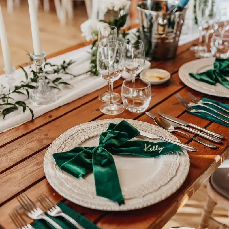 Jumbo Custom Embroidered Velvet Bow Napkins Wedding