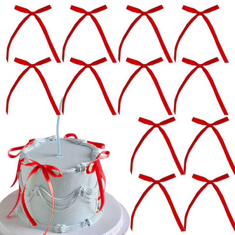 20Pk Light Pink Satin Bow Cake Decor Birthday