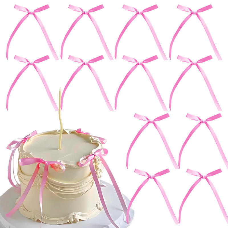 20Pk Light Pink Satin Bow Cake Decor Birthday