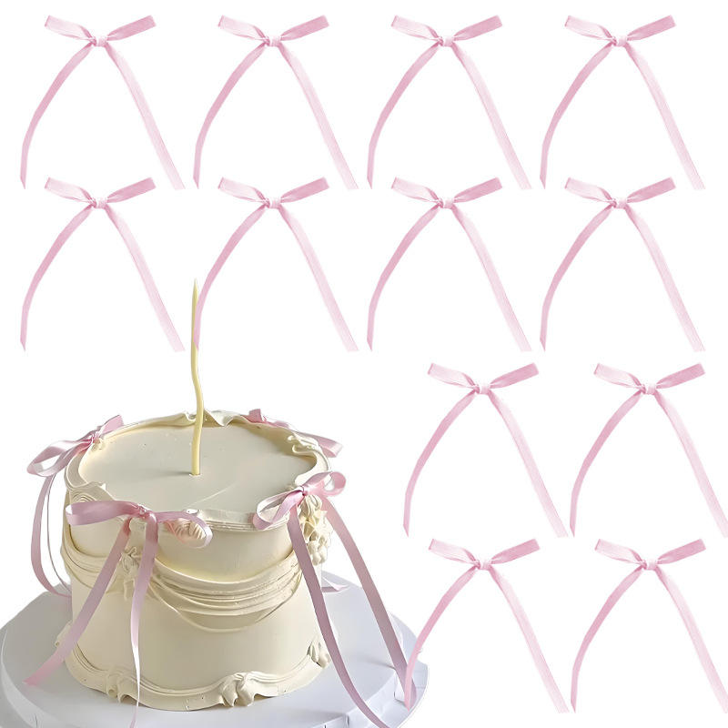 20Pk Light Pink Satin Bow Cake Decor Birthday