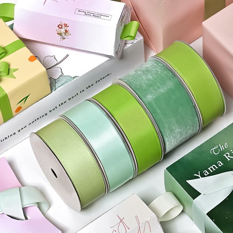 New Double-Sided Matcha Green Silk Velvet Ribbon for Gifts