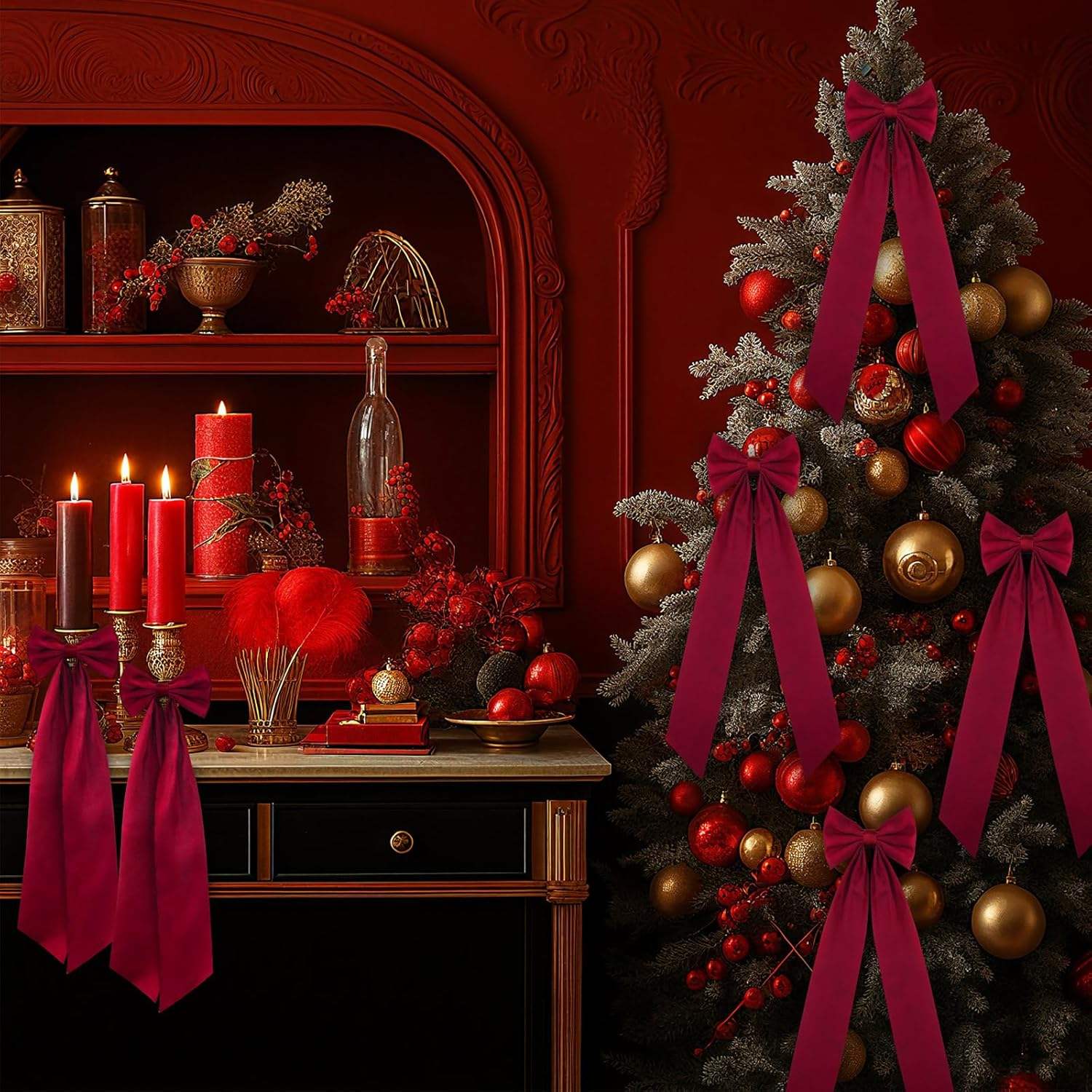 Red Christmas Satin Bows Red Christmas Satin Bows