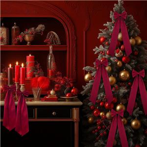 13-Inch Red Satin Bow | Christmas Candlestick & Gift Decor