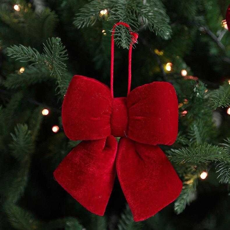 Red Flannel Christmas Bow Pendant Wedding Tree Decor