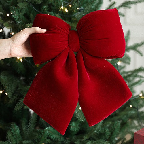 Red Flannel Christmas Bow Pendant Wedding Tree Decor