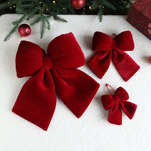 Red Flannel Christmas Bow Pendant Wedding Tree Decor