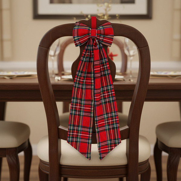 Custom Teal Plaid Oversized Big Bows Fireplace Decor