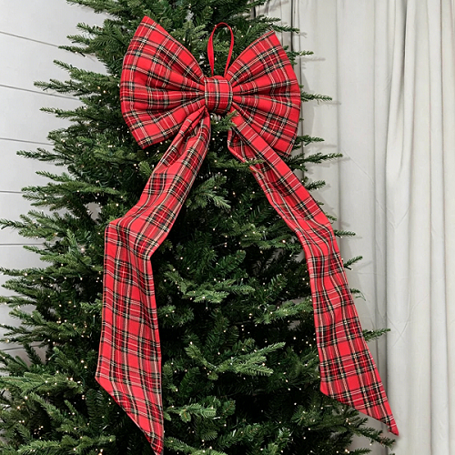 Custom Teal Plaid Oversized Big Bows Fireplace Decor