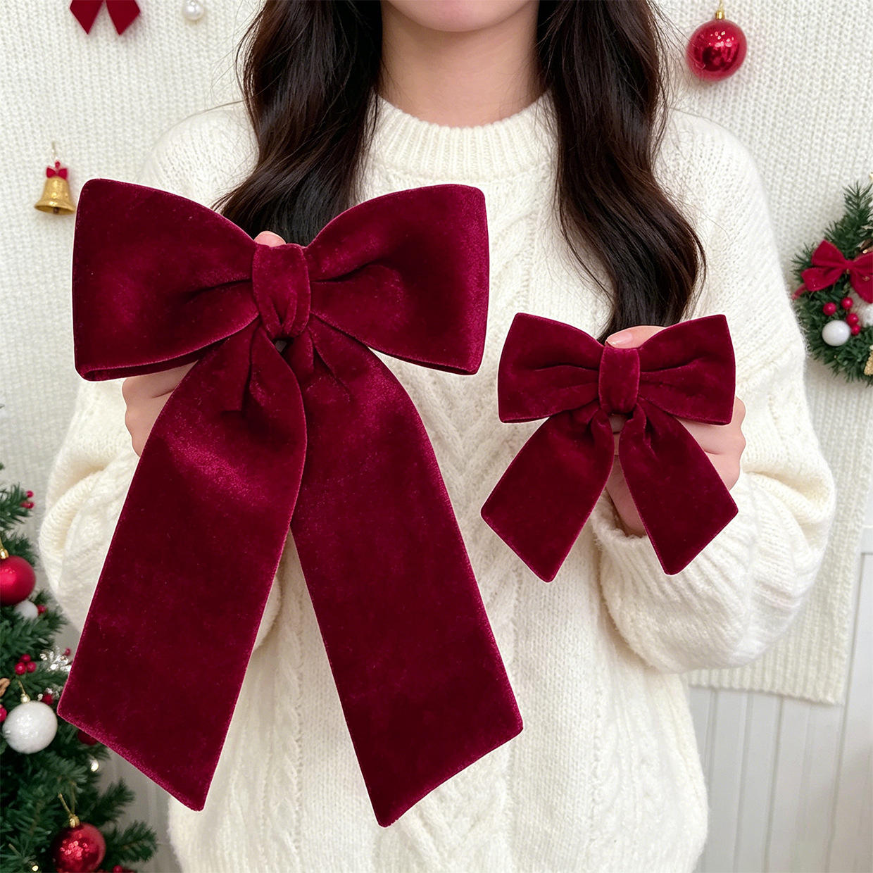 Red Velvet Christmas Bow Large Burgundy Tree Gift Wrap