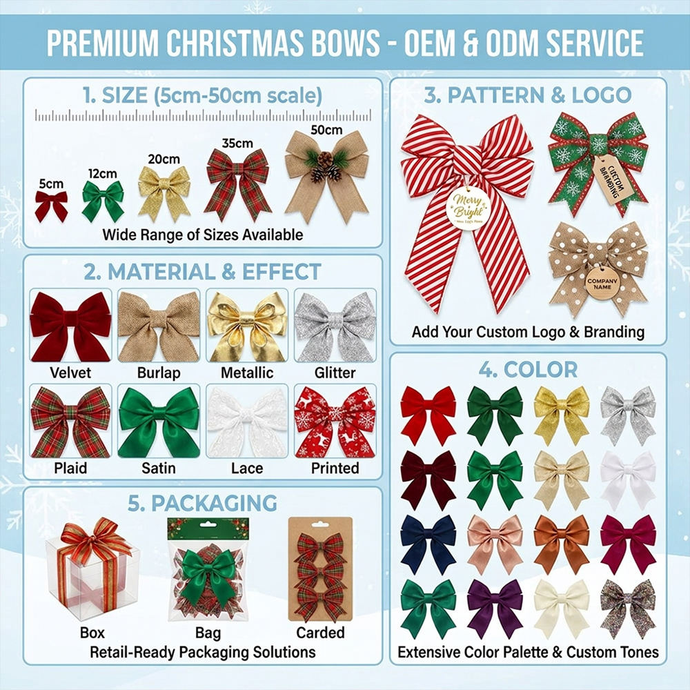 Luxury Glitter Christmas Bow Gift Tree Ornament Decor