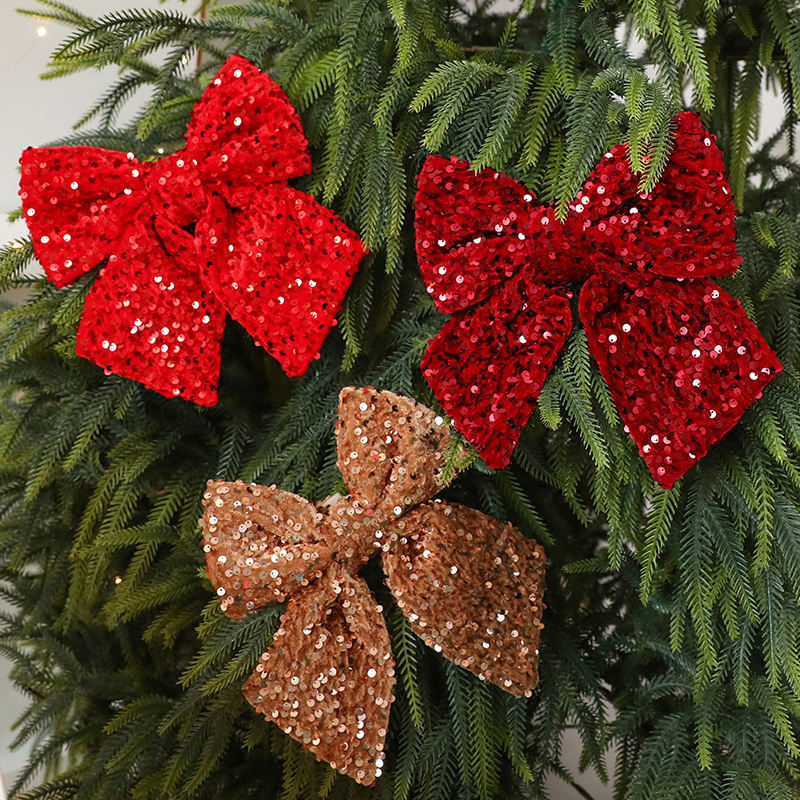 Luxury Glitter Christmas Bow Gift Tree Ornament Decor