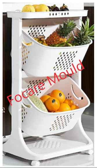 Plastic kitchen vegetable and fruit storage trolley mould